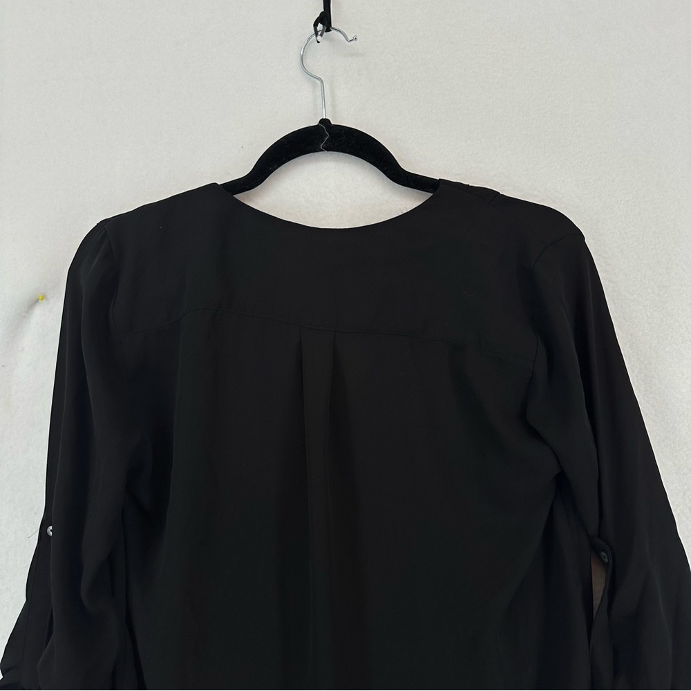 Forever 21 Long Sleeve Button Down Sheer Blouse Women’s XS Black - Picture 5 of 9